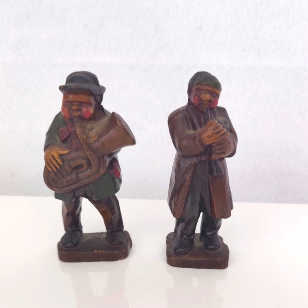 Rare 1920s Syroco Figural Musicians ‎ Tuba Horn Player Wood Carving